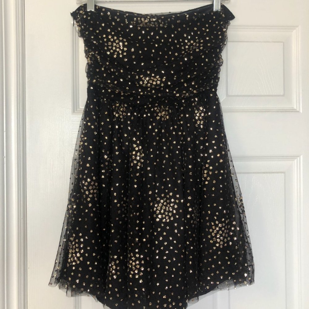 Black strapless sequin dress